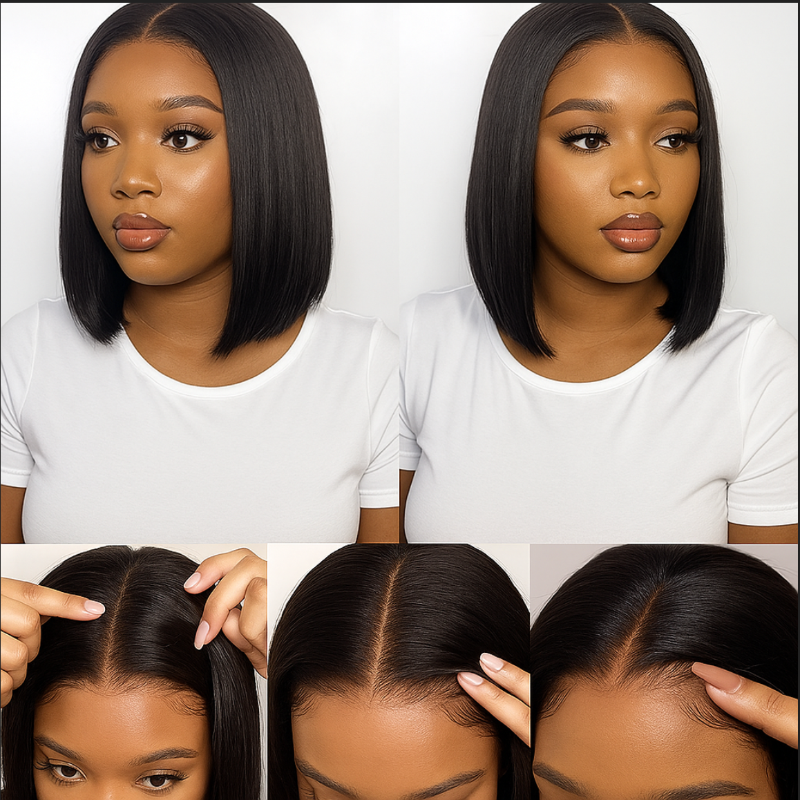 GlueLess Premium Bob – Facile à installer, ultra naturelle