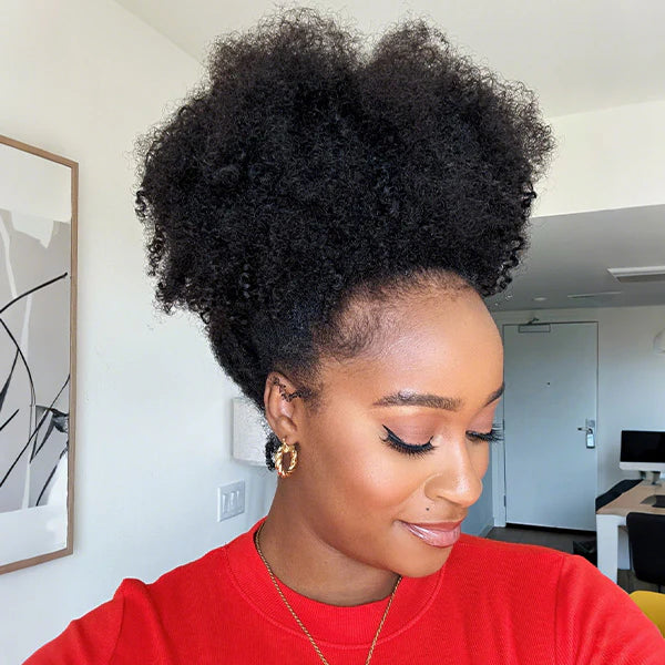 3 in 1 Half Wig | Curly Wig with Drawstring, Natural Hairline, 100% Human Hair