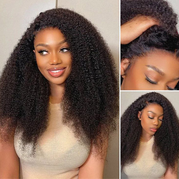 3 in 1 Half Wig | Curly Wig with Drawstring, Natural Hairline, 100% Human Hair
