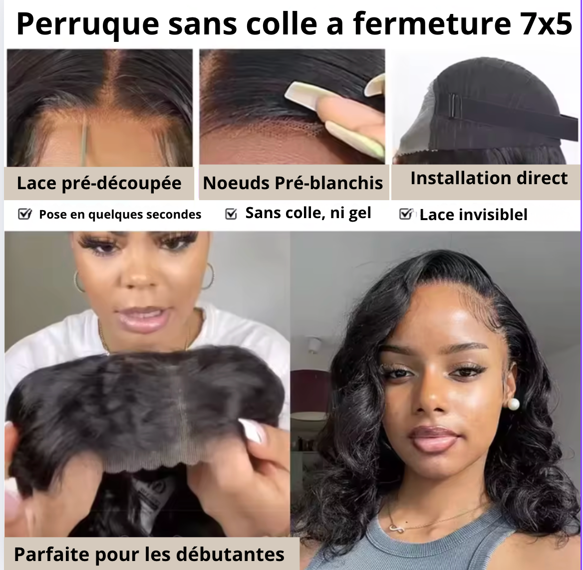 HD Lace Body Wave Bob Wig, Short Hair Glueless, 7x5.