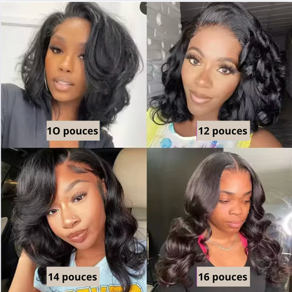 HD Lace Body Wave Bob Wig, Short Hair Glueless, 7x5.