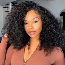 3 in 1 Half Wig | Curly Wig with Drawstring, Natural Hairline, 100% Human Hair