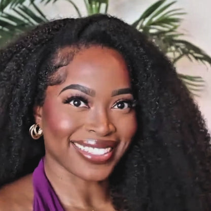 3 in 1 Half Wig | Curly Wig with Drawstring, Natural Hairline, 100% Human Hair